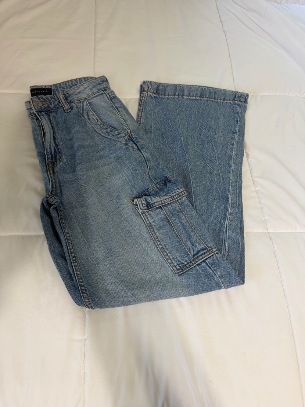 Aeropostale Light Blue Wide Leg Cargo Jeans